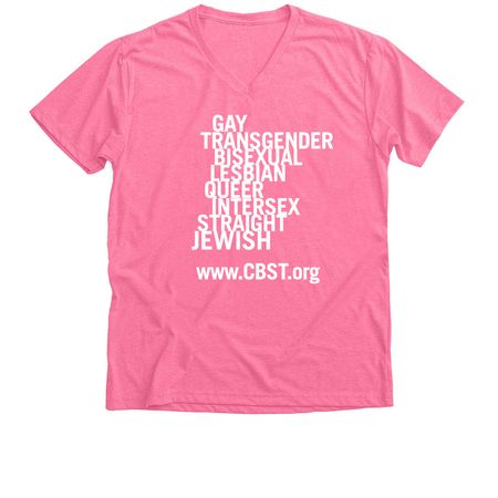 CBST's 2026 Pride Tee!, a Neon Pink Premium V-Neck Tee