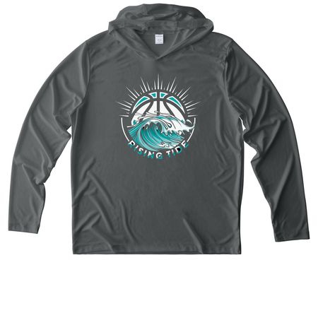 The Tide is Rising Performance Gear, a Dark Smoke Grey UV Performance Long Sleeve Hoodie