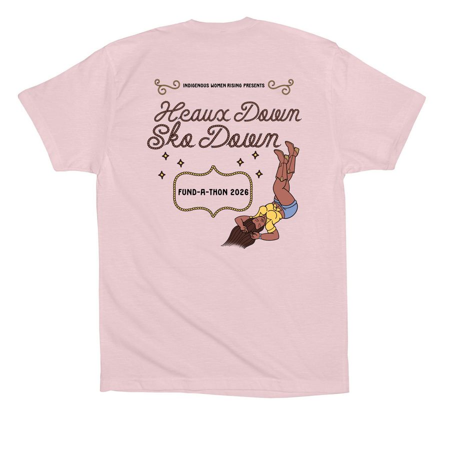 Heaux Down, Sko Down, a Soft Pink Premium Cotton Tee (back-view)