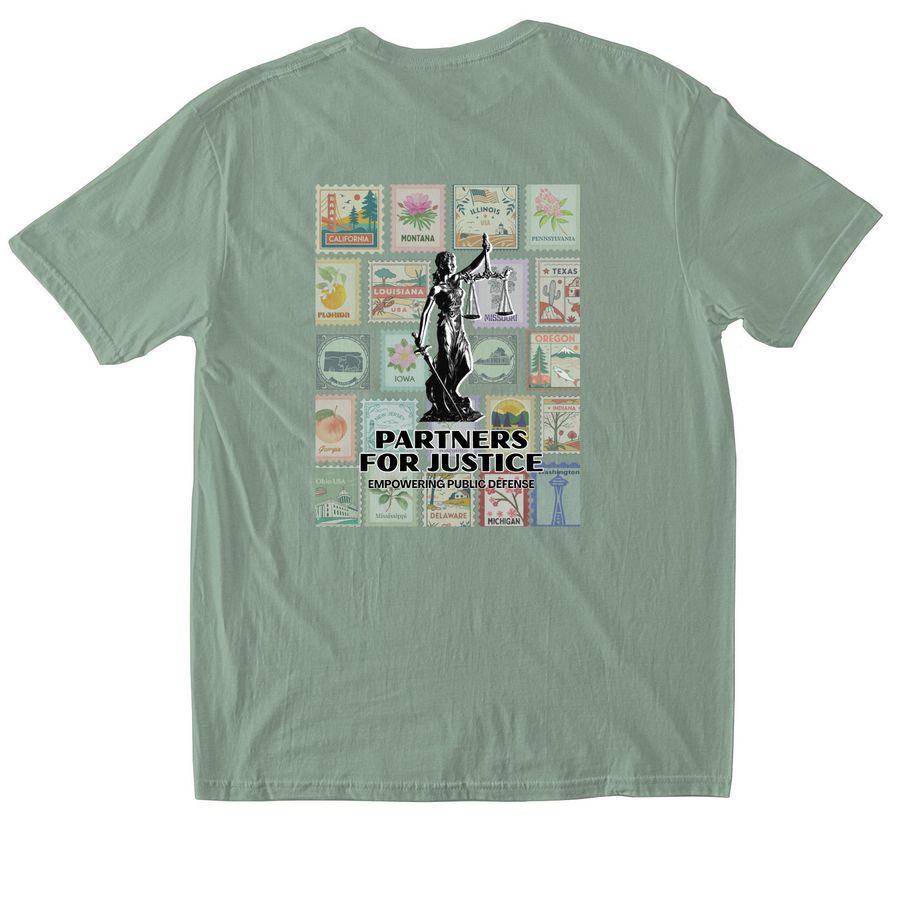 Tees for Justice, a Sage Softstyle Cotton Tee (back-view)