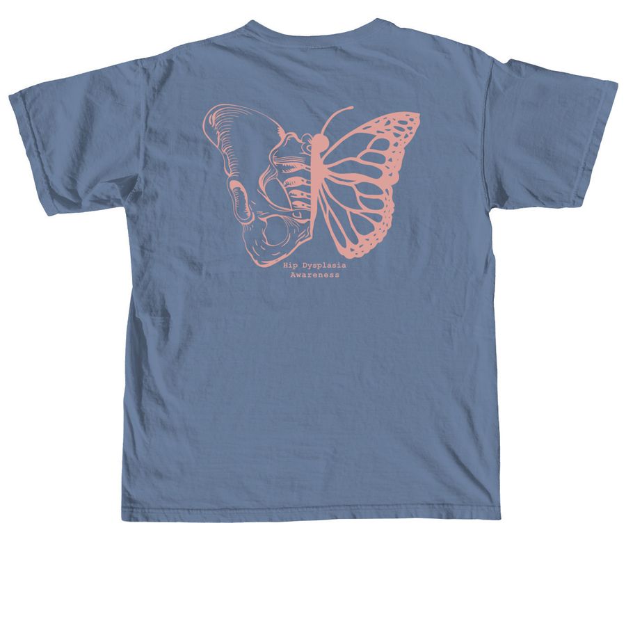 B- Tough / Hip Butterfly Fundraising Apparel&nbsp;, a Blue Jean Comfort Colors Unisex Tee (back-view)