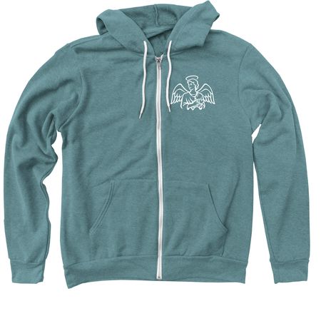 Medicine of God, a Heather Deep Teal Zip Up Hoodie