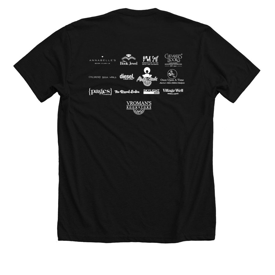 LAIBC blue tee and black tee, a Solid Black Blend Premium Unisex Tee (back-view)
