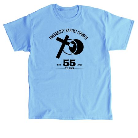 UBC 55 Years T-shirt, a Carolina Blue Classic Unisex Tee