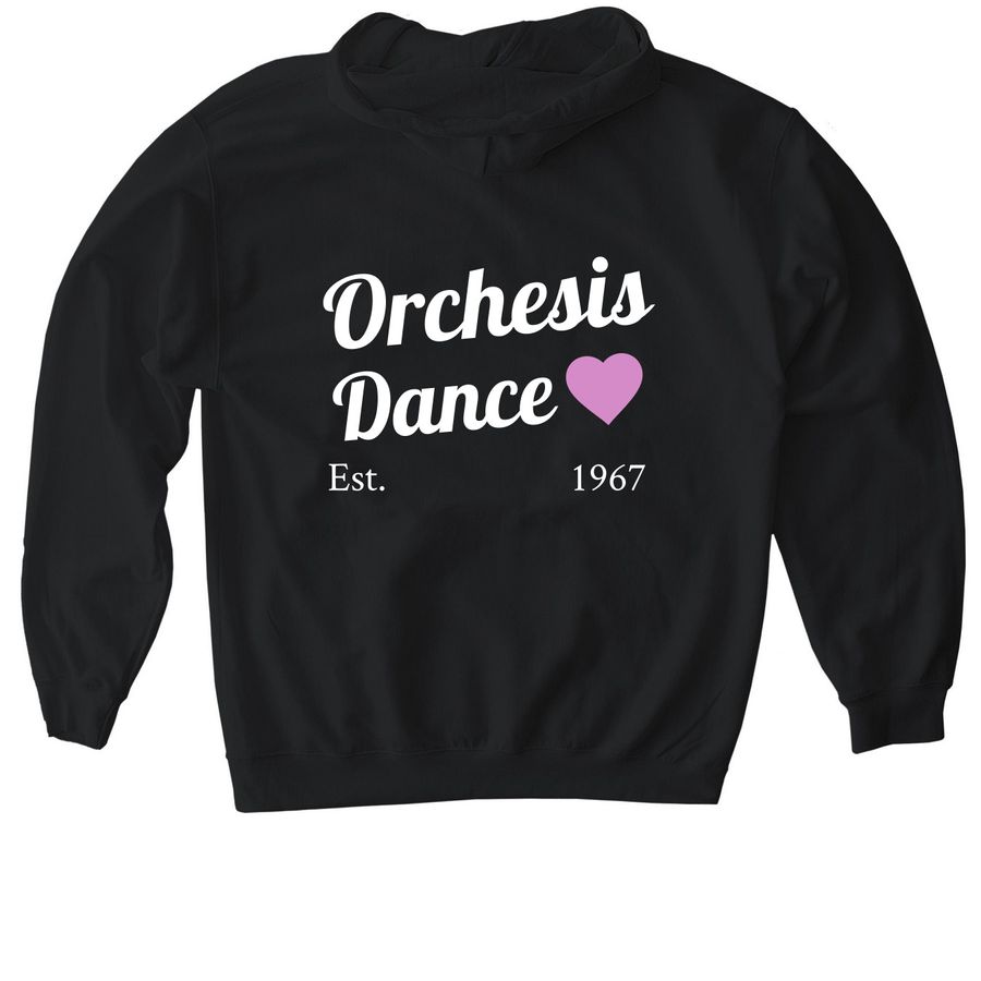 Orchesis Dance Back Design, a Black Gildan Softstyle Pullover Hoodie (back-view)