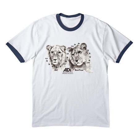 BenTzur & Ori, a White/ Navy Cotton Ringer Tee