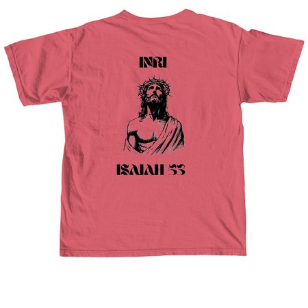 Yeshua, a Crimson Comfort Colors Unisex Tee (back-view)
