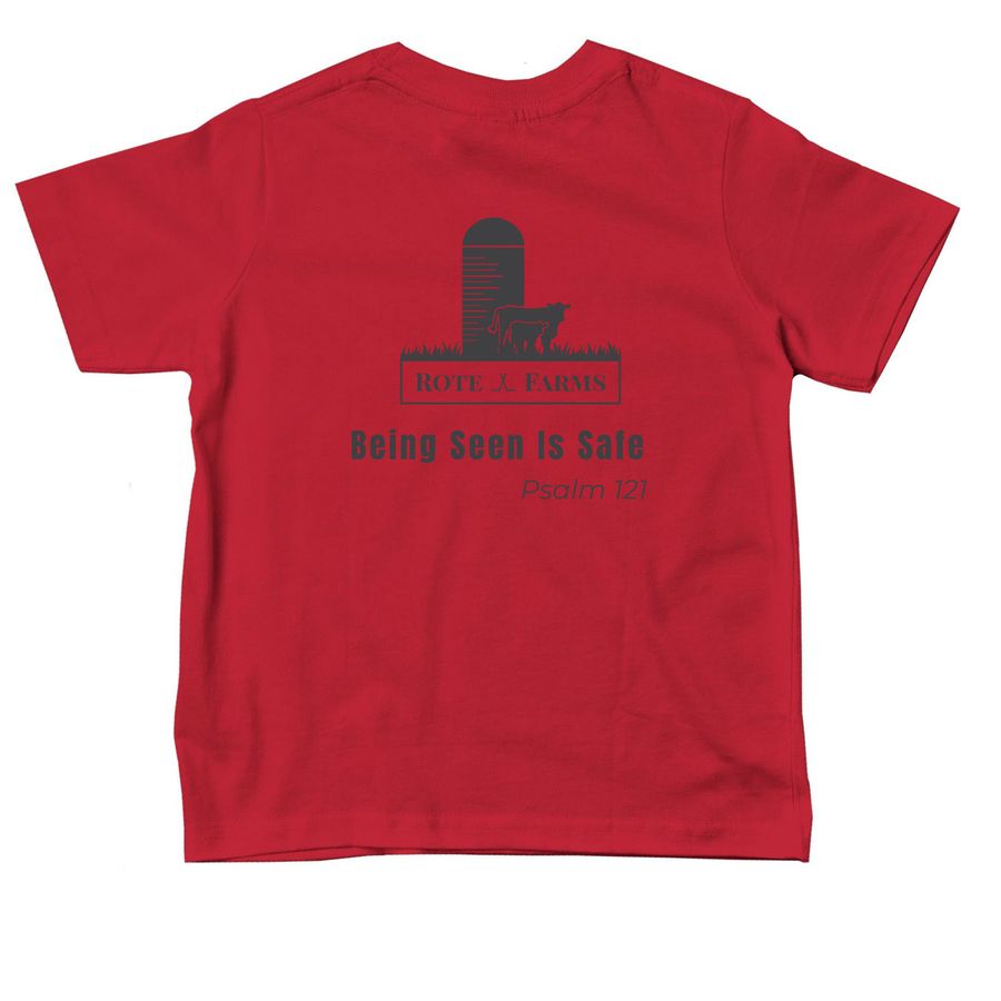 Farm Safety - Toddler Buddy Seat Operator, a Red Toddler Tee (back-view)