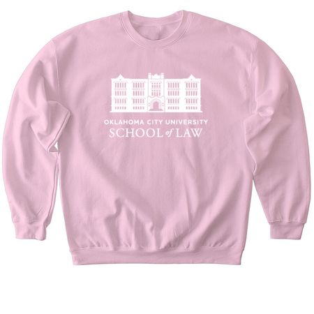 Law School with Masthead on Back&nbsp;, a Light Pink Softstyle Crewneck Sweatshirt