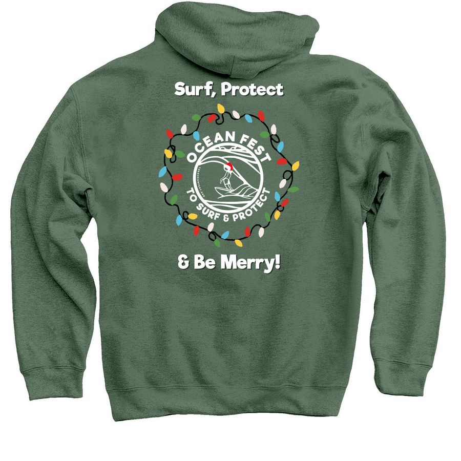 Ocean Fest Limited Edition Holiday Sweatshirt, a Military Green Pullover Hoodie (back-view)