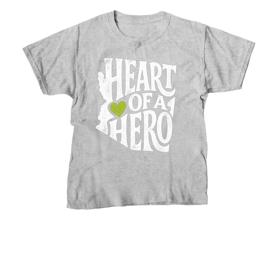 YOUTH Heart of a Hero in white, a Sport Grey Youth Unisex Tee