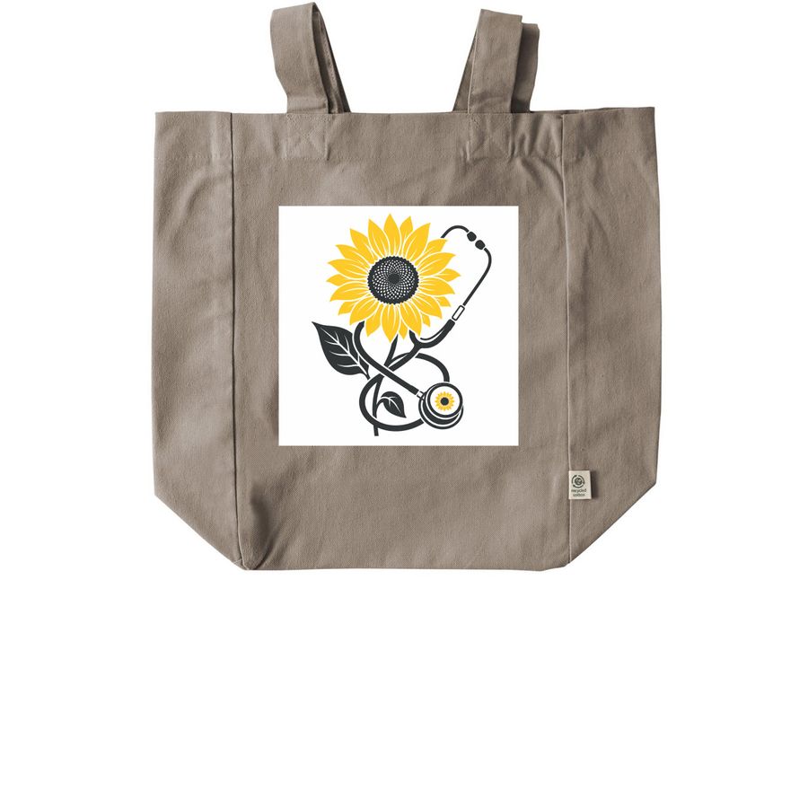 Sunflower & Stethoscope, a Pumice Recycled Cotton Tote Bag