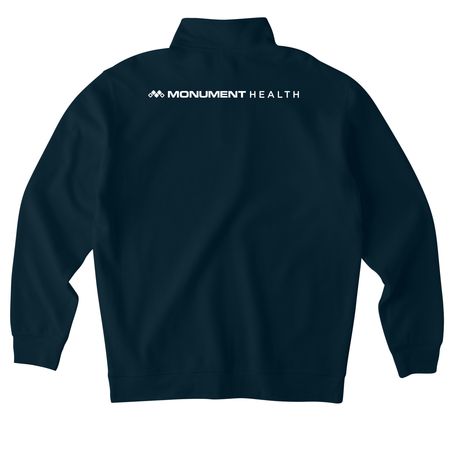 Transfer Center- Quarter Zip, a Classic Navy Midweight Quarter Zip Pullover (back-view)