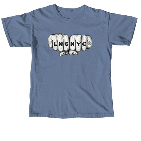 LNG NYC Knuckle Tat, a Blue Jean Comfort Colors Unisex Tee