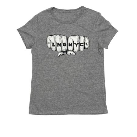 LNG NYC Knuckle Tat, a Aluminum Grey Allmade Eco Triblend Women?s Tee