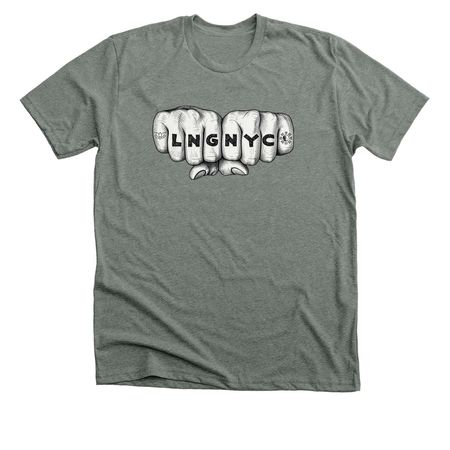 LNG NYC Knuckle Tat, a Deep Heather Premium Unisex Tee