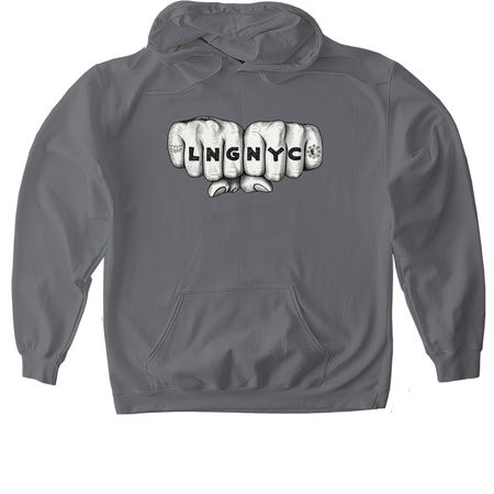 LNG NYC Knuckle Tat, a Charcoal Gildan Softstyle Pullover Hoodie