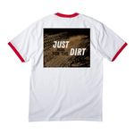 COR Just for the Dirt, a White/ Red Cotton Ringer Tee (back-view)