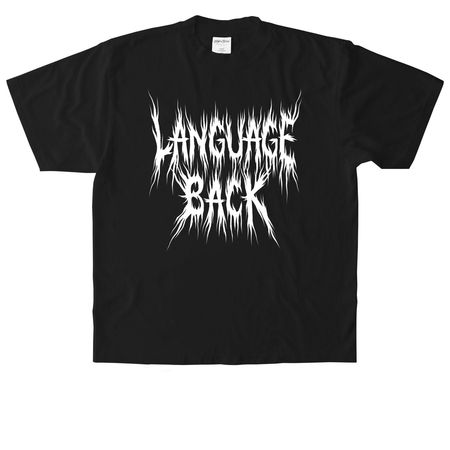 LANGUAGE BACK 02, a Black Heavyweight Garment Dye Tee