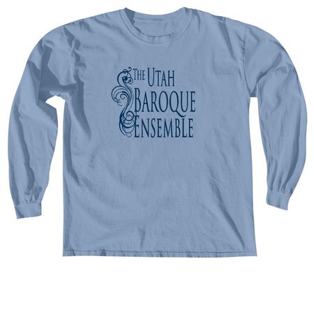 Utah Baroque- two-sided, blue ink, a Washed Denim Comfort Colors Long Sleeve Tee