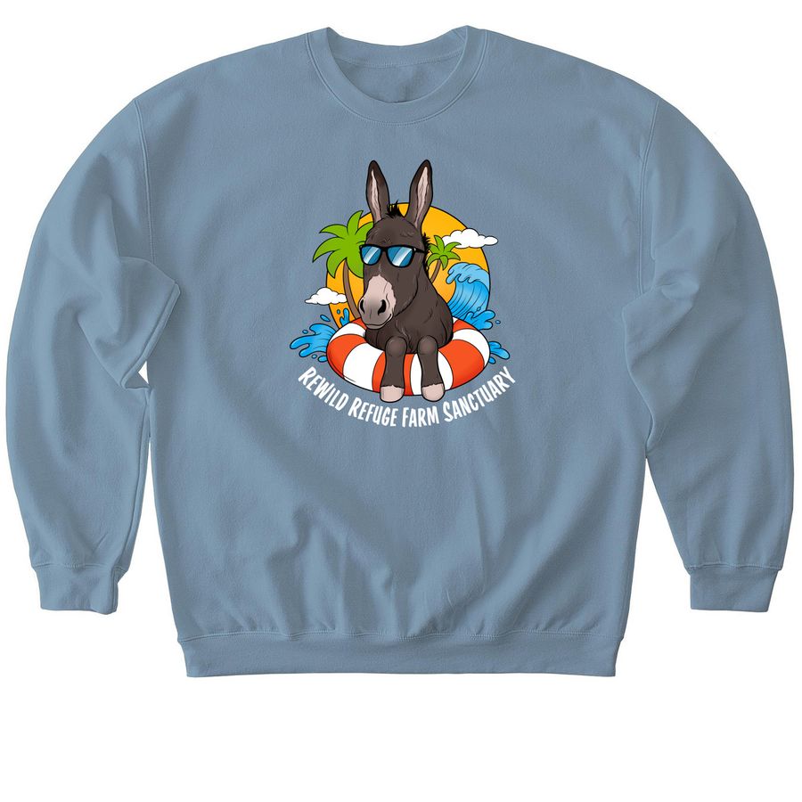 Rooster's Summer Vacation, a Stone Blue Softstyle Crewneck Sweatshirt