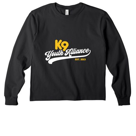 K9YA Athletic Tee, a Vintage Black Youth Heavyweight Long Sleeve Tee