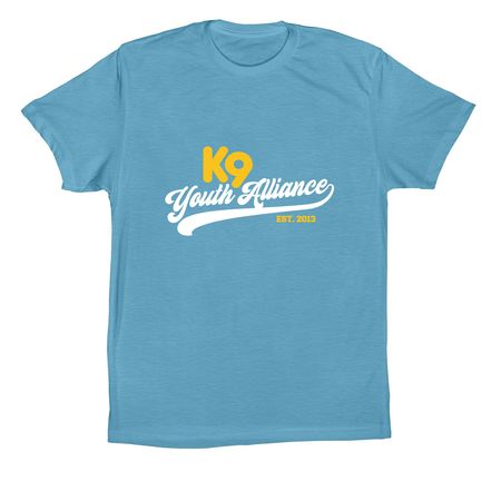 K9YA Athletic Tee, a Ocean Blue Premium Cotton Tee