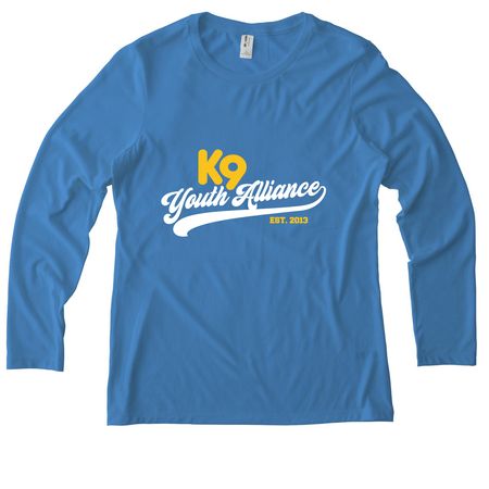 K9YA Athletic Tee, a Azure Blue Allmade Eco Triblend Women?s Long Sleeve Tee