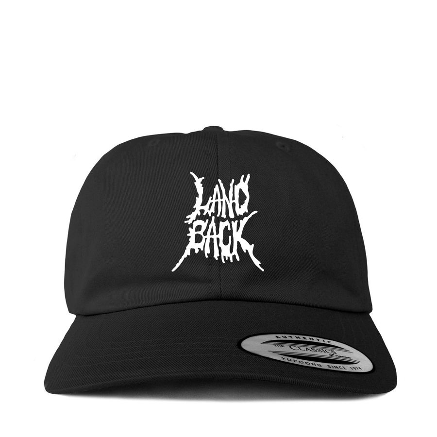 + LAND BACK - HAT (WHITE FONT) +, a Black Classic Baseball Cap