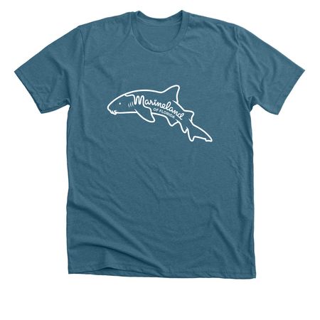 Retro Shark Shirt, a Heather Deep Teal Premium Unisex Tee