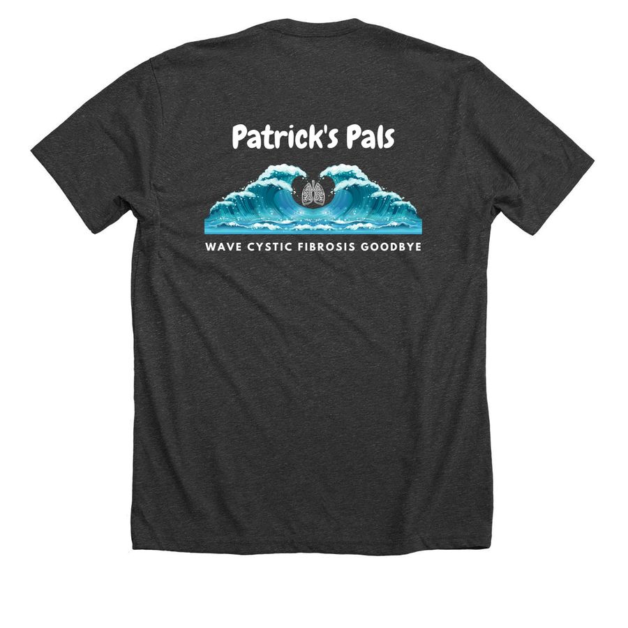 Wave Cystic Fibrosis Goodbye, a Dark Grey Heather Premium Unisex Tee (back-view)