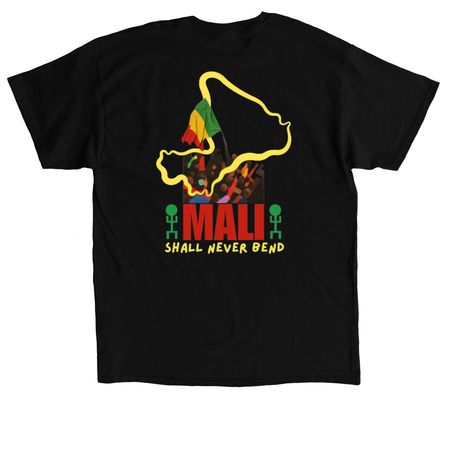 Mali Shall Never Bend, a Black Classic Unisex Tee (back-view)