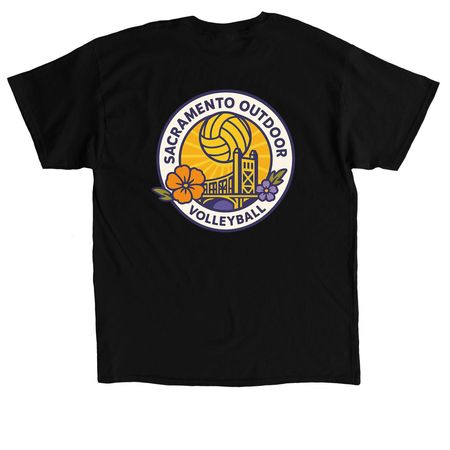 Sacramento Outdoor Volleyball Shirts F/B, a Black Classic Unisex Tee (back-view)