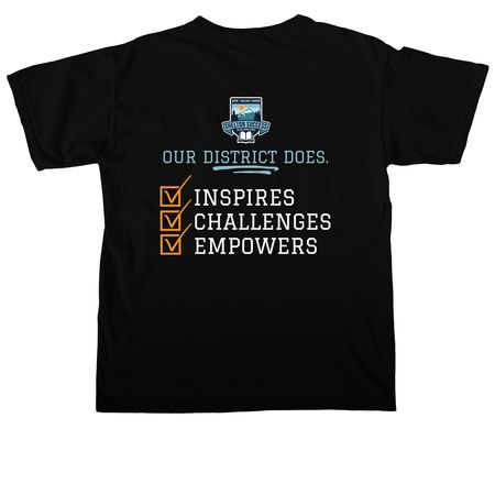 Our District Does, a Black Comfort Colors Unisex Tee (back-view)
