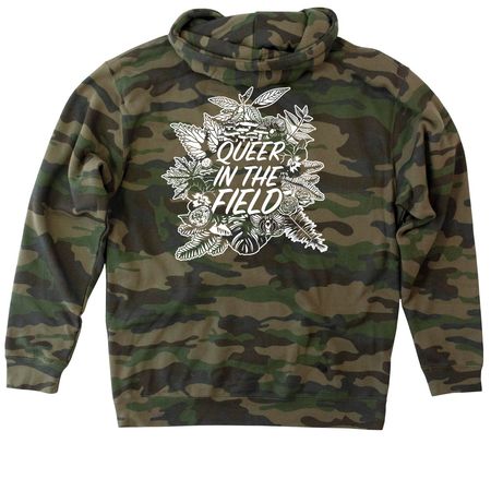 Queer in the Field, a Forest Camo Heavyweight Camo Pullover Hoodie
