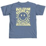 Dear Person Outstanding Smiley, a Blue Jean Comfort Colors Unisex Tee (back-view)