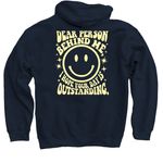 Dear Person Outstanding Smiley, a Navy Pullover Hoodie (back-view)