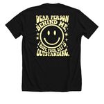 Dear Person Outstanding Smiley, a Solid Black Blend Premium Unisex Tee (back-view)