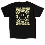 Dear Person Outstanding Smiley, a Black Classic Unisex Tee (back-view)