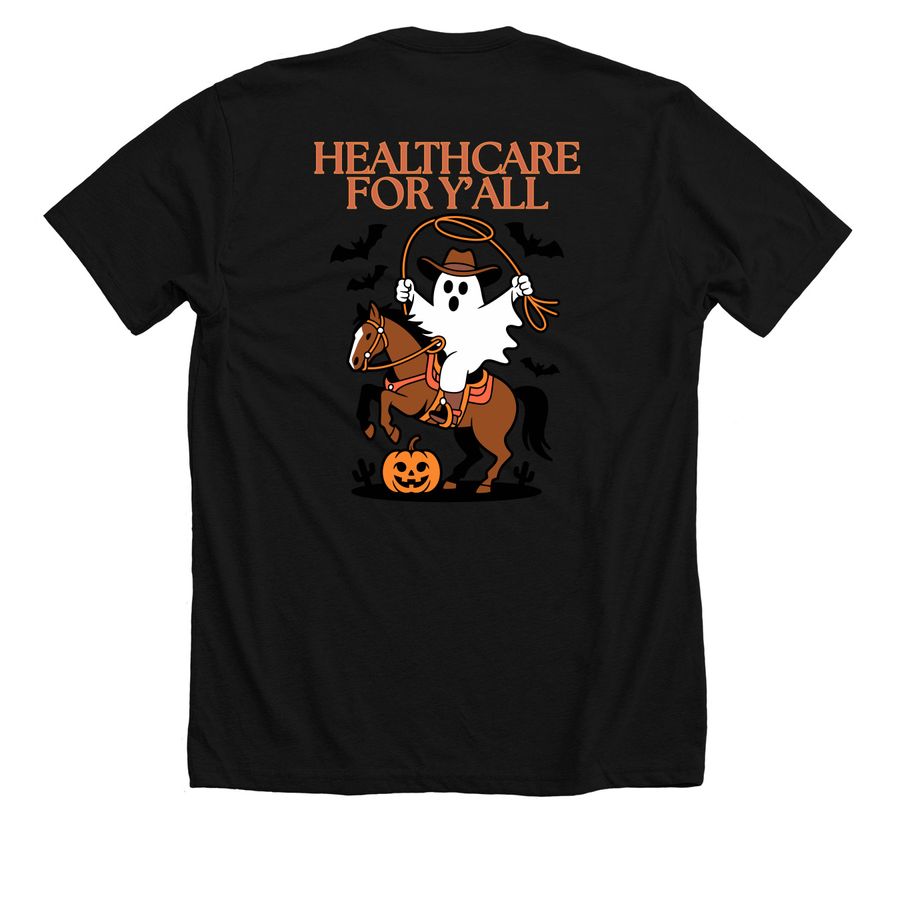 yeehaw, a Solid Black Blend Premium Unisex Tee (back-view)