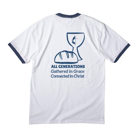 All Generations Specialty Shirts&nbsp;, a White/ Navy Cotton Ringer Tee