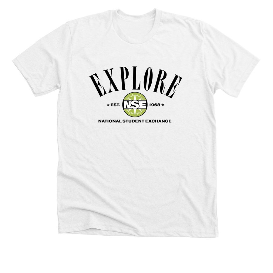 Explore t-shirt, a Solid White Blend Premium Unisex Tee