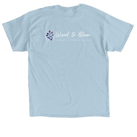 respect pronouns, a Light Blue Classic Unisex Tee (back-view)