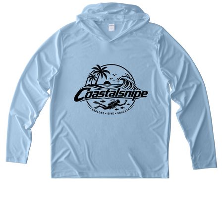 Dive Into Adventure ? Official UV Shirt, a Light Blue UV Performance Long Sleeve Hoodie