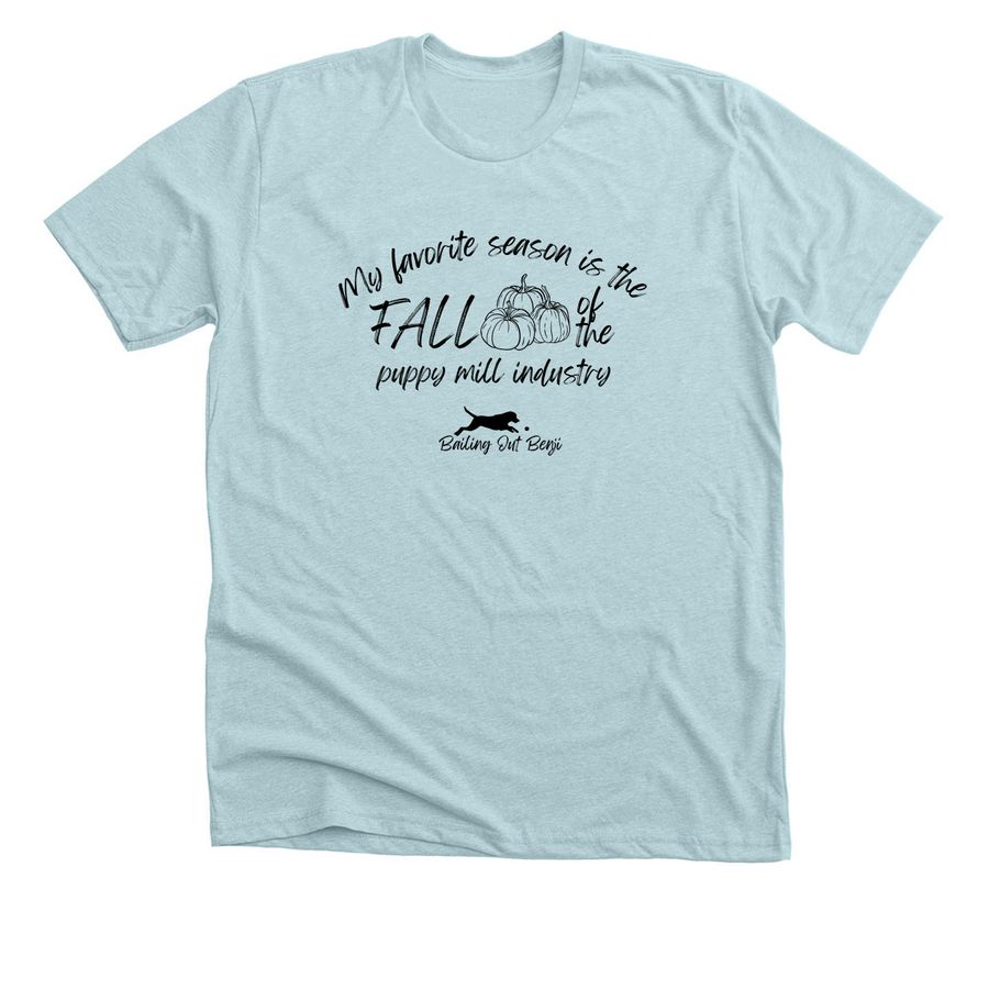 My Favorite Season is...&nbsp; (black design), a Heather Ice Blue Premium Unisex Tee