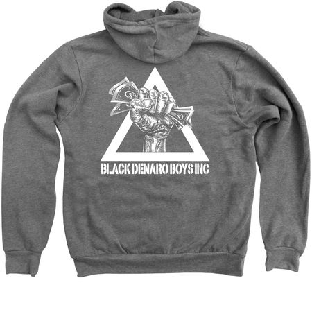 Black Denaro Boys Zip Up, a Deep Heather Zip Up Hoodie (back-view)