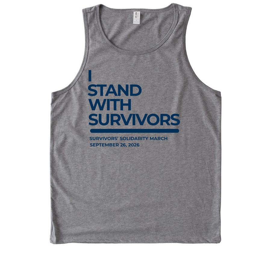 I Stand With Survivors, a Aluminum Grey Allmade Eco Triblend Tank