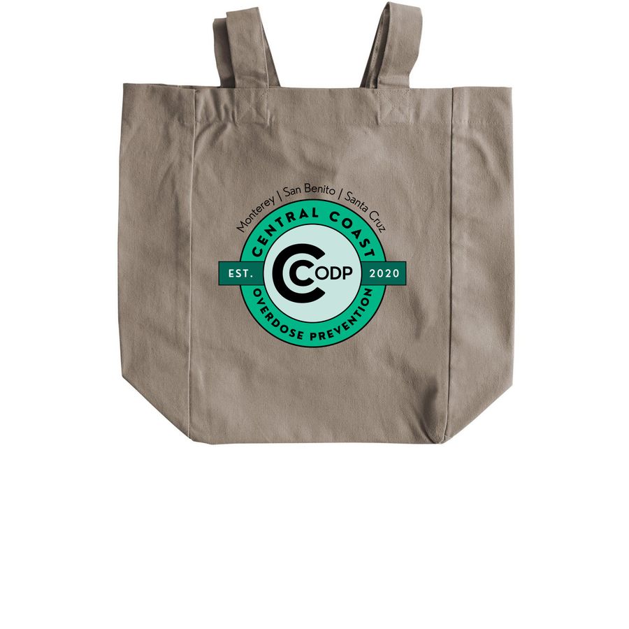 CCODP Cotton Tote: Dotty, a Pumice Recycled Cotton Tote Bag (back-view)
