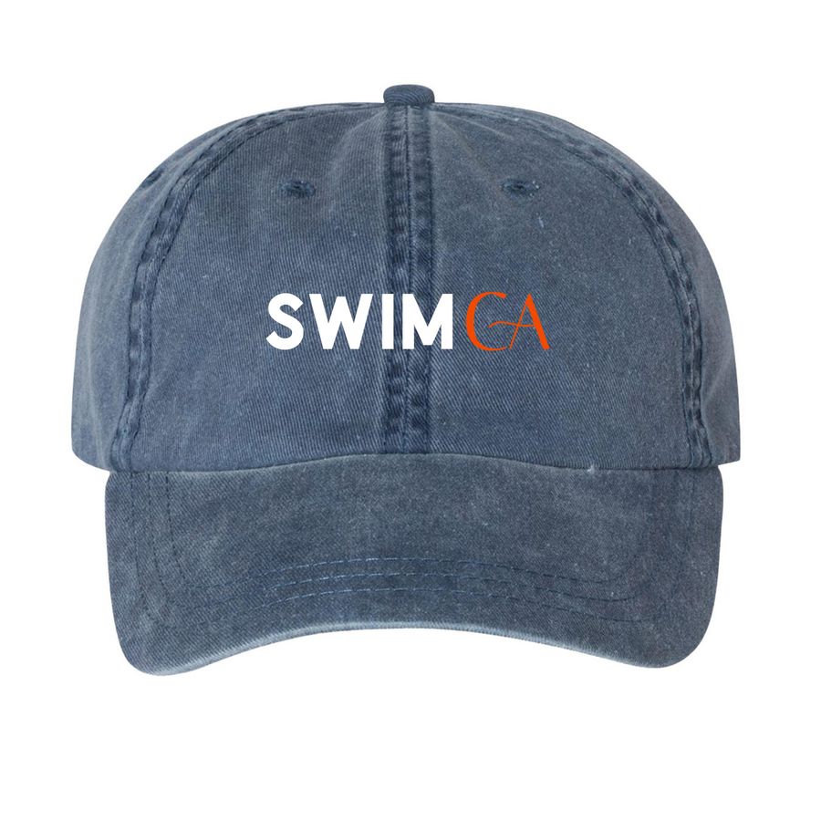 Swim California Hats, a Navy Printed Pigment Dye Baseball Cap
