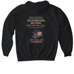 She Served, a Black Gildan Softstyle Pullover Hoodie (back-view)